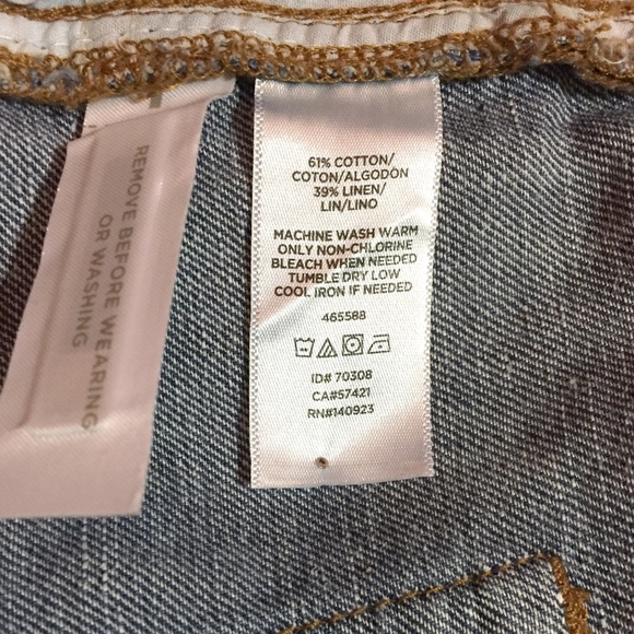 NWT • LOFT Cotton Linen Wide Leg Stonewash Jeans - Picture 6 of 7